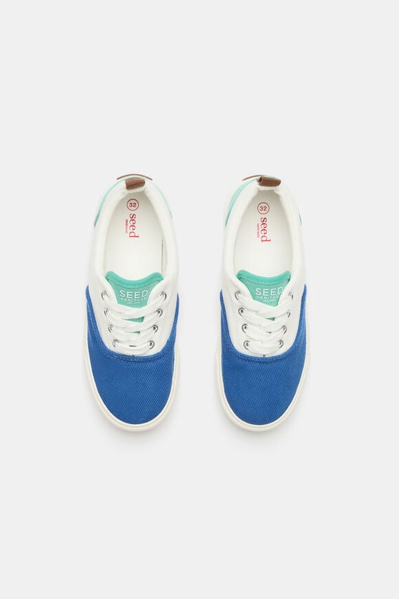 Colourblock Plimsole Sneaker  Bright Blue Multi  hi-res