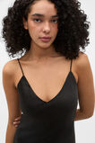 90s Satin Slip Maxi Dress  Black  hi-res