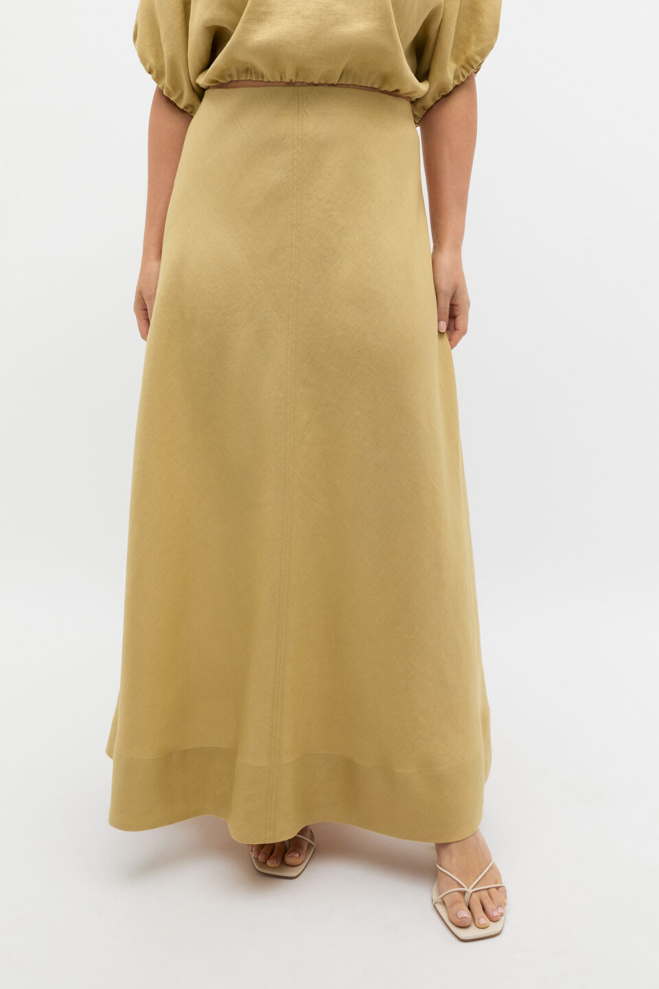 Core Linen Seam Front Skirt  Honey