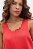 Linen Wave Scallop Sleeveless Dress  Electric Crimson  hi-res