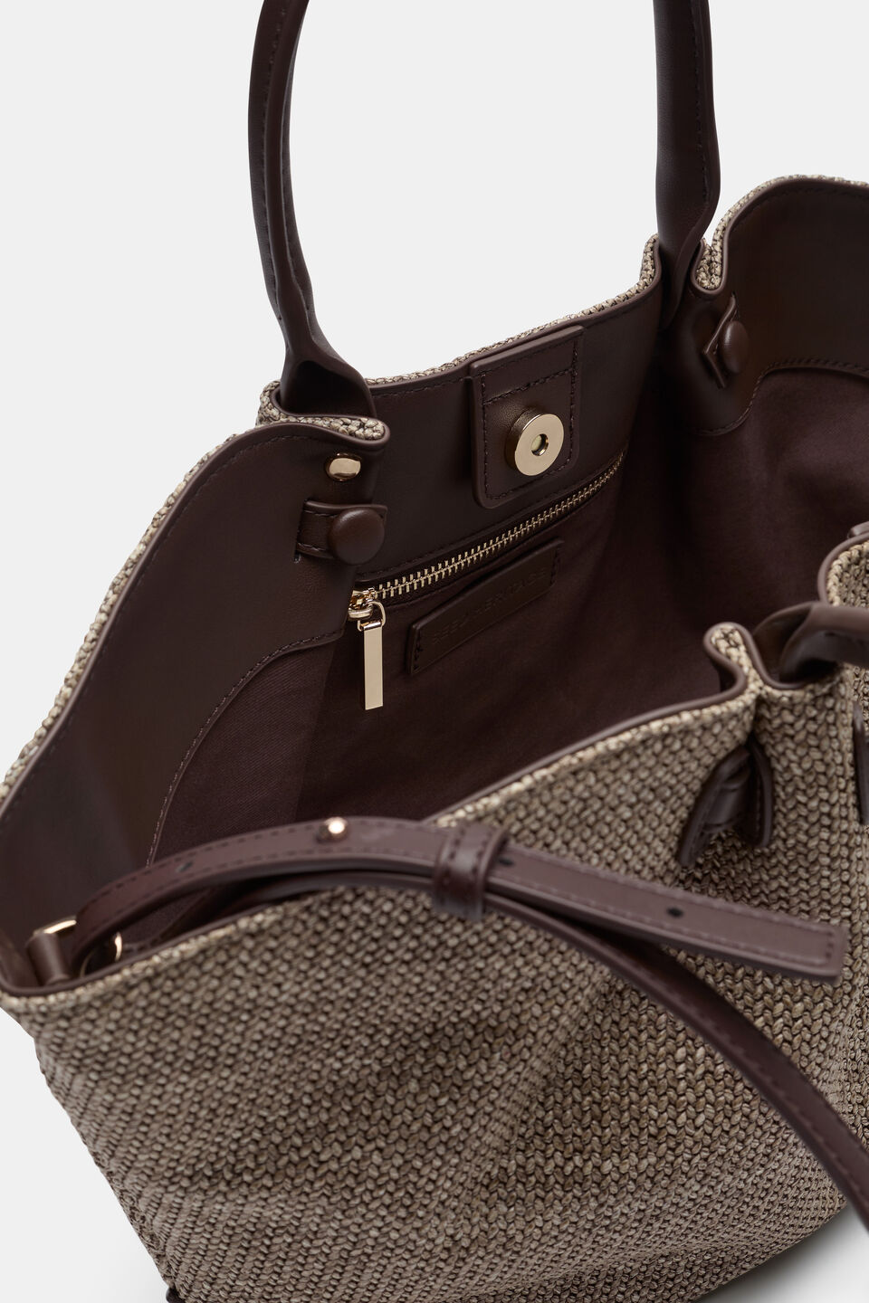 Top Handle Textured Mini Tote  Chocolate