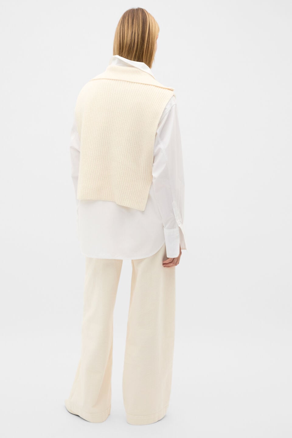 Rib Knit Collar Bib  Coconut Cream