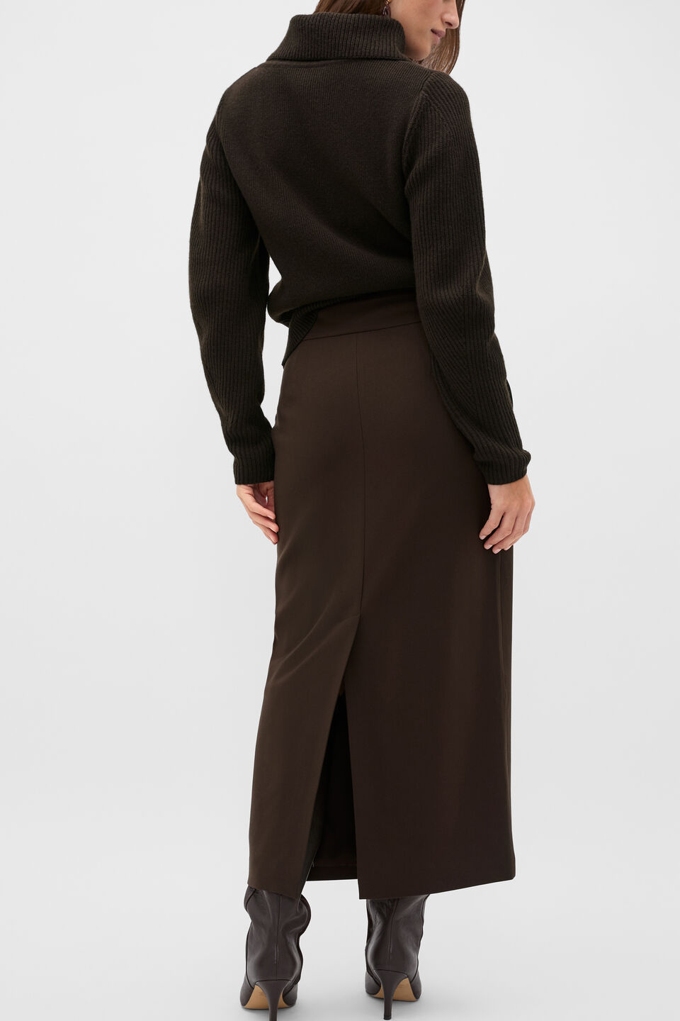 Zip Through Funnel Neck Knit  Coffee Bean