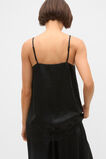 Crinkled Satin Lace Trim Cami  Black  hi-res