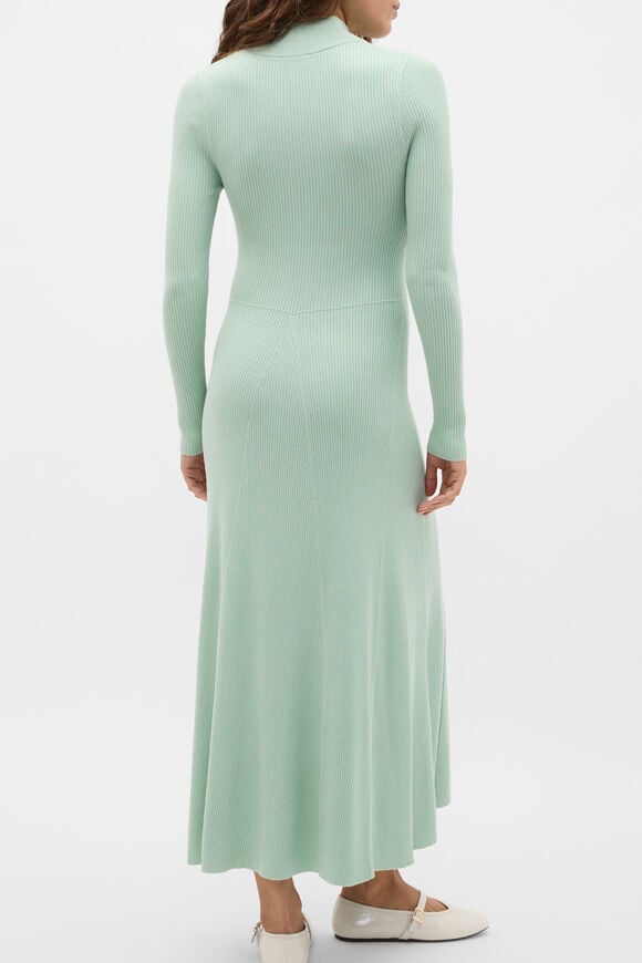 Button Down Mock Neck Knit Dress  Soft Moss  hi-res