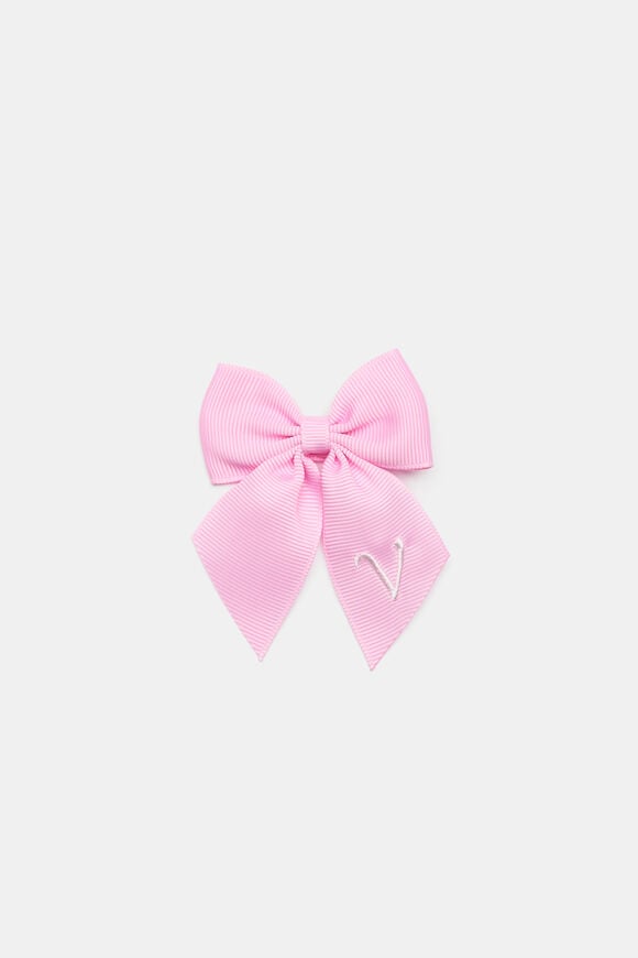 Grosgrain Initial Bow Duck Clip  V  hi-res