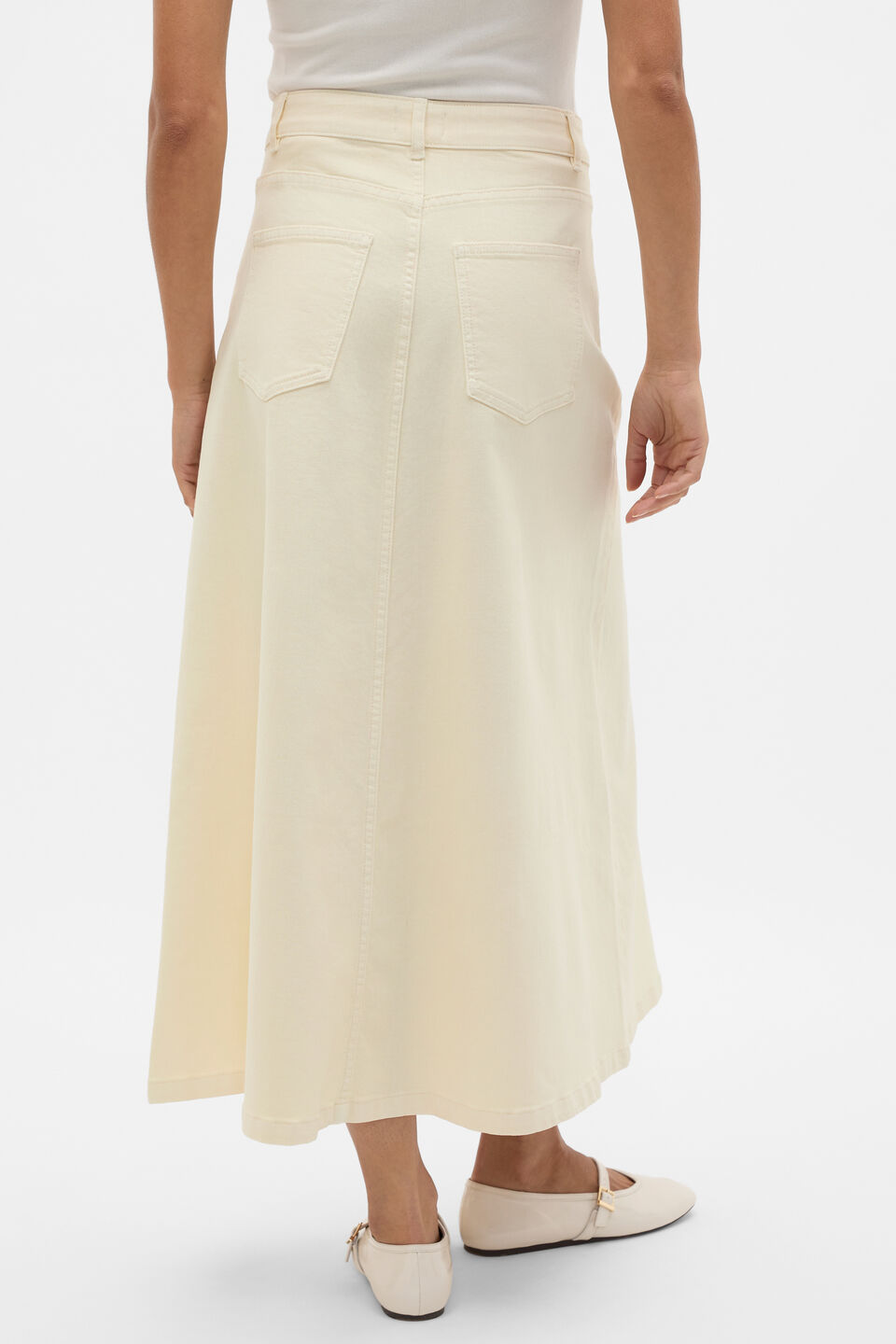 Denim Midi Skirt  Coconut Cream
