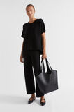 Crepe Knit Panelled Tee  Black  hi-res