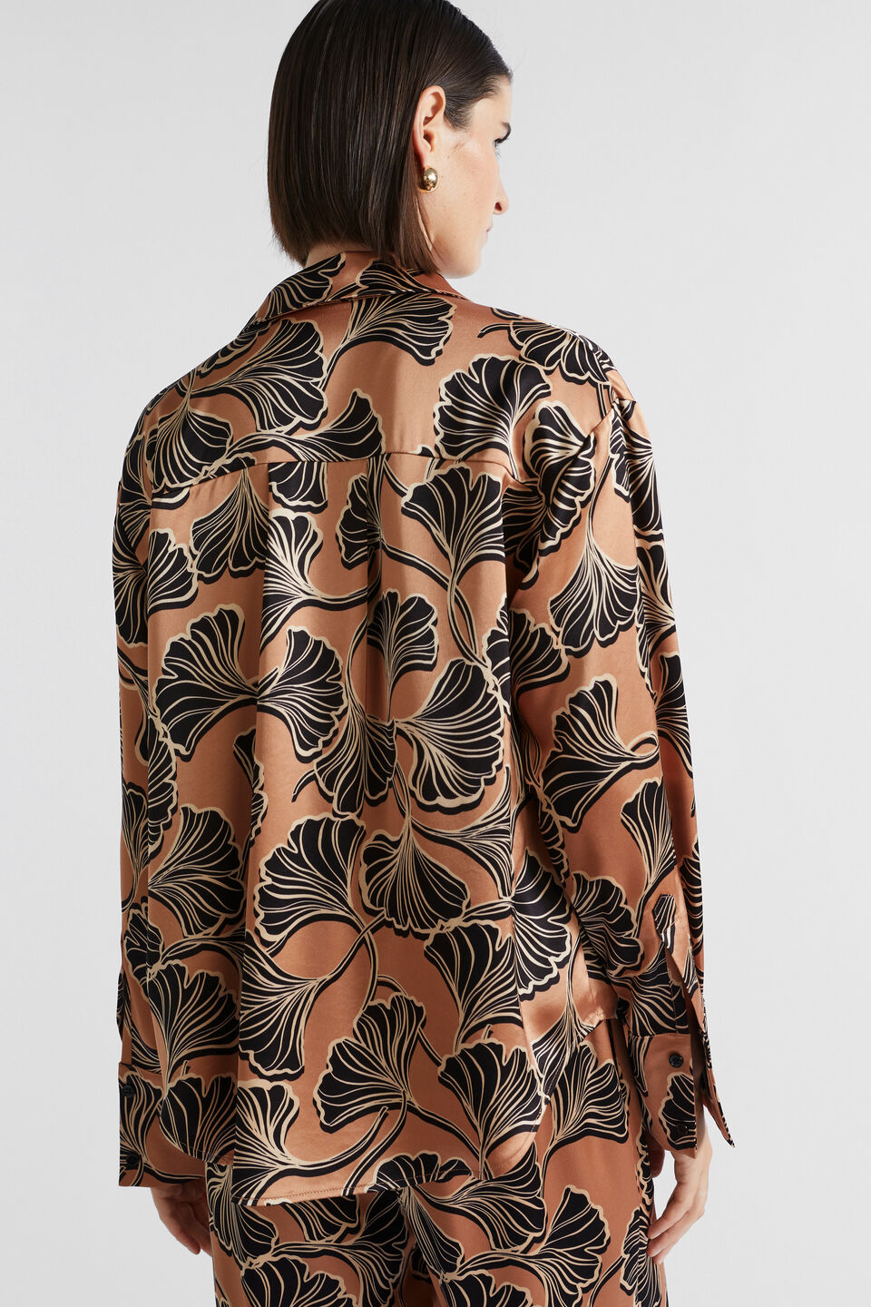 Satin Abstract Floral Shirt  Abstract Floral