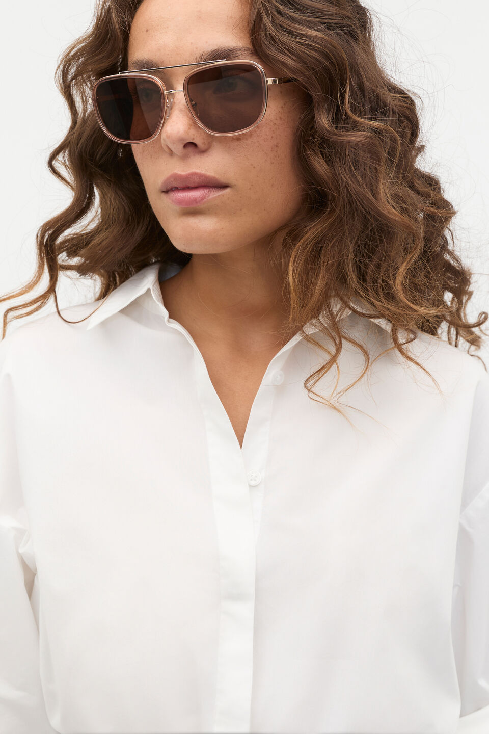 Marcia Aviator Sunglasses  Ecru