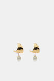 Curved Pearl Drop Earring  Gold  hi-res