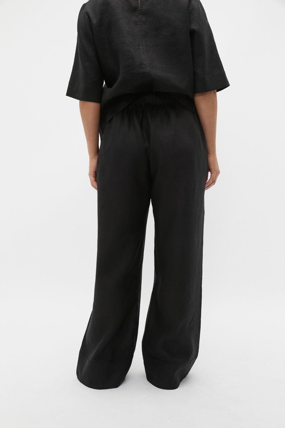 Core Linen Casual Tie Pant  Black