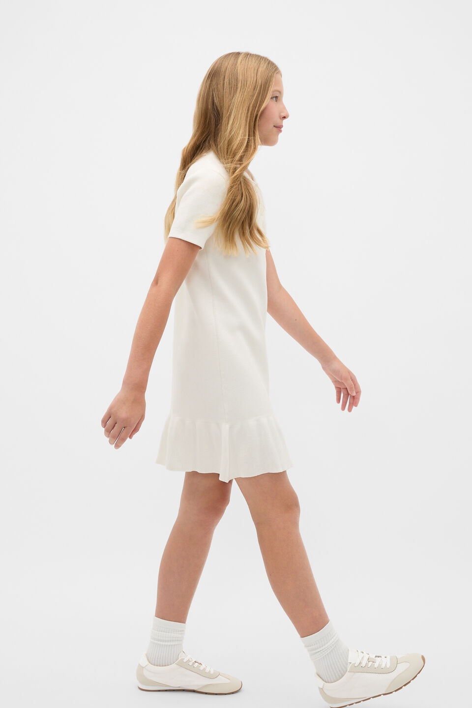 Polo Collar Knit Dress  Classic Cream