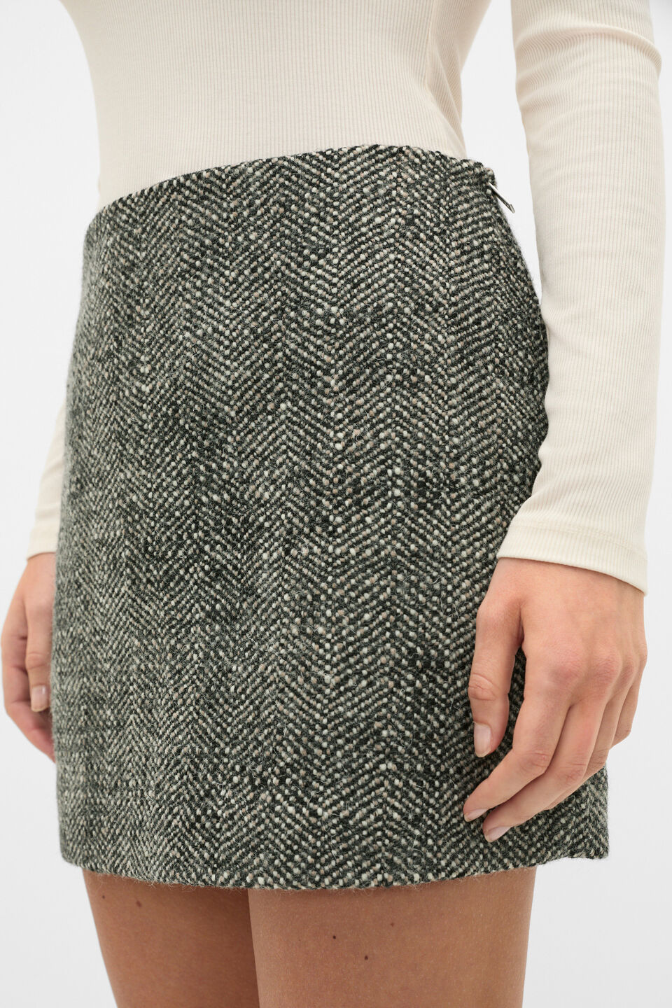 Textured Mini Skirt  Pale Slate Crossdye