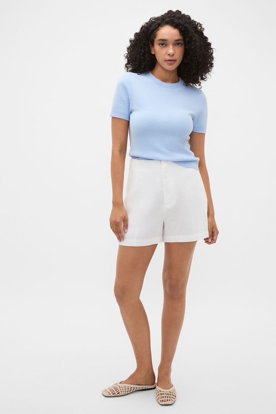 Boucle Knit Tee  Chalk Blue