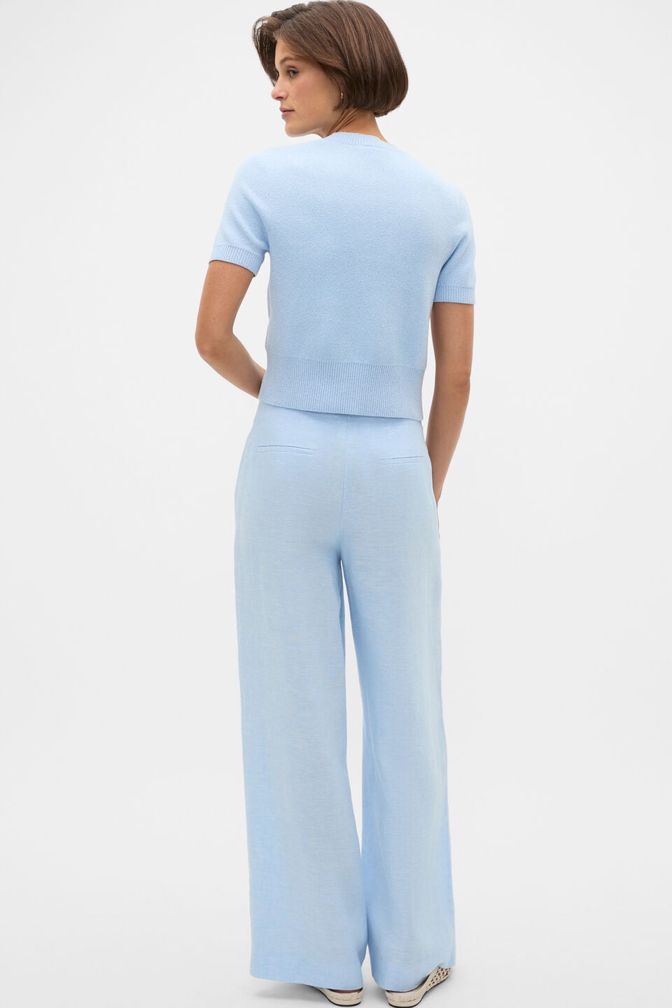 Boucle Short Sleeve Cardigan  Chalk Blue