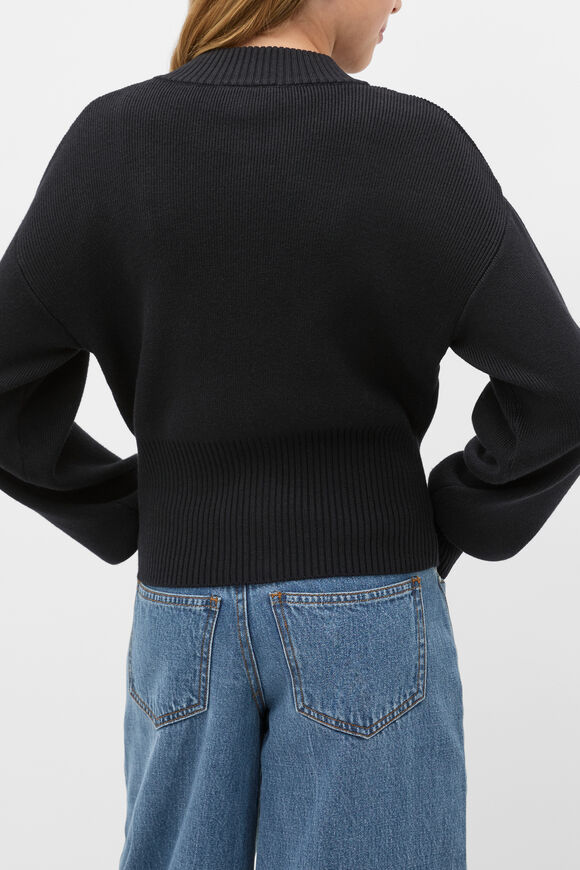 Zip Through Knit Cardigan  Black  hi-res