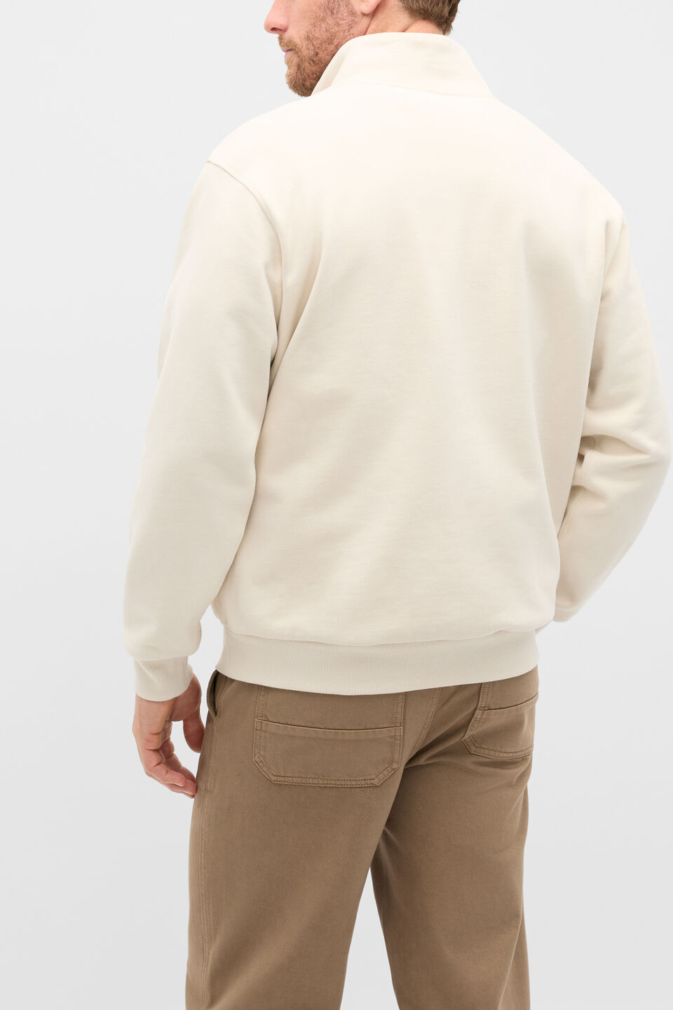 Half Zip Brushed Sweat  Pebble