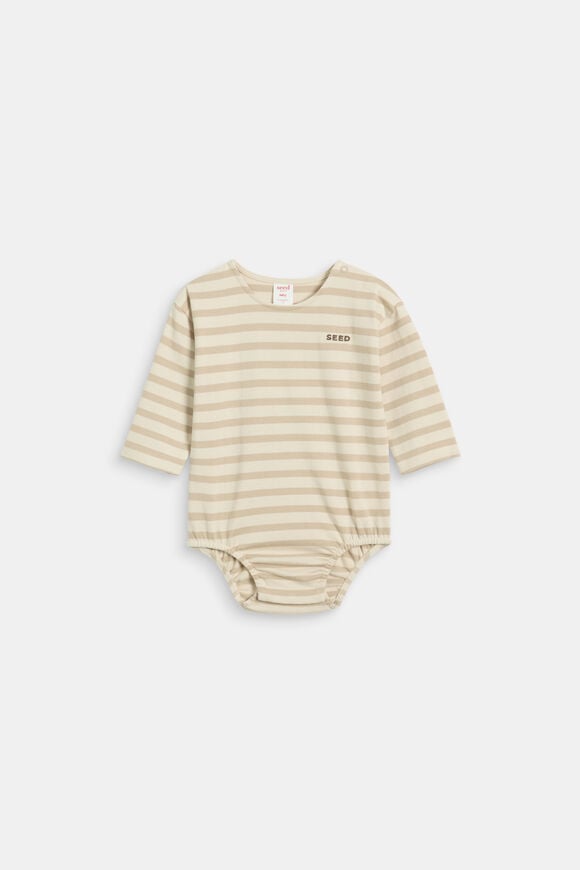 Logo Stripe Bodysuit  Milk Tea  hi-res