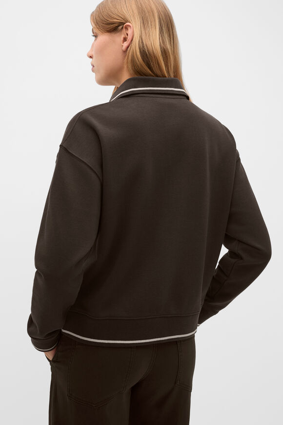 Cotton Terry Collared Sweat  Coffee Bean  hi-res