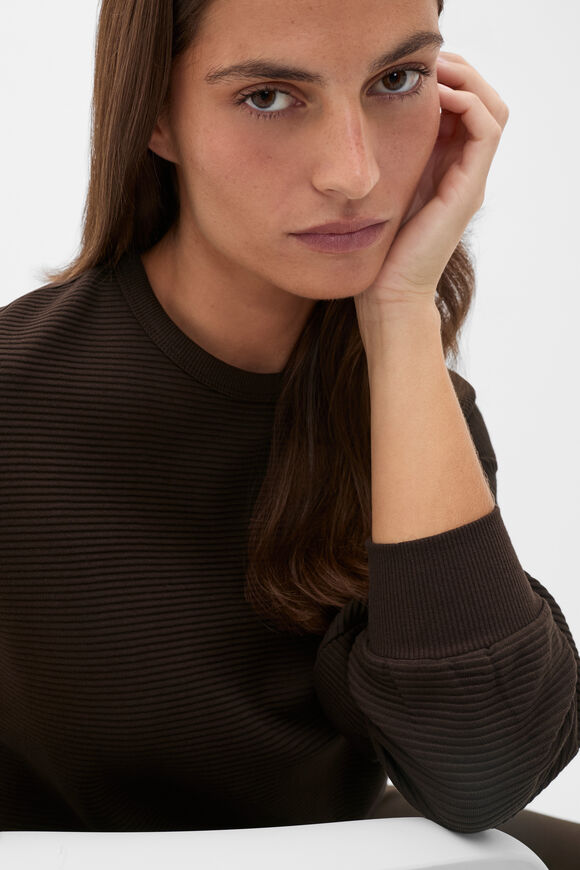Ribbed Relaxed Sweat  Coffee Bean  hi-res