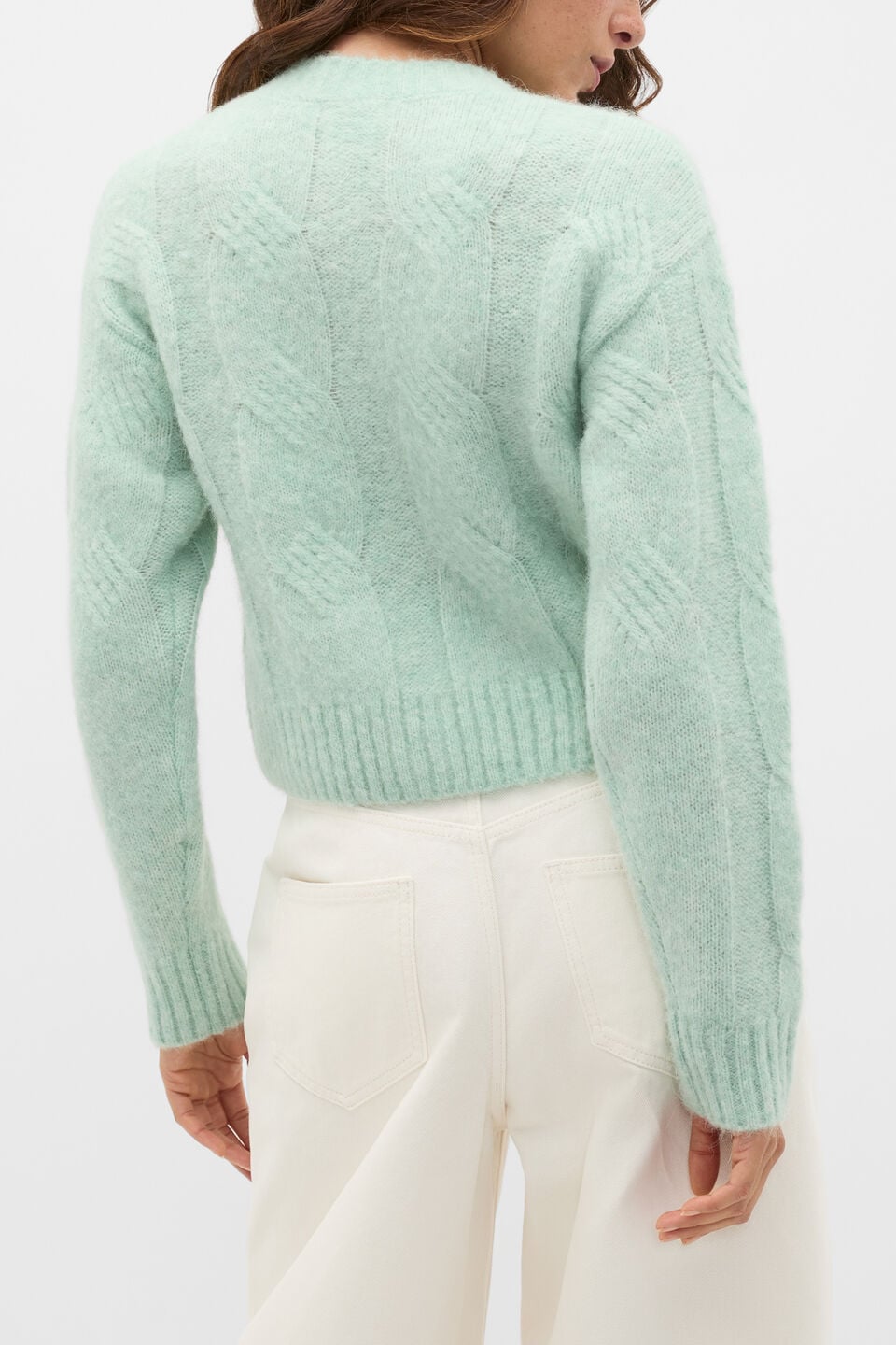 Lofty Oversized Cable Knit Cardigan  Soft Moss