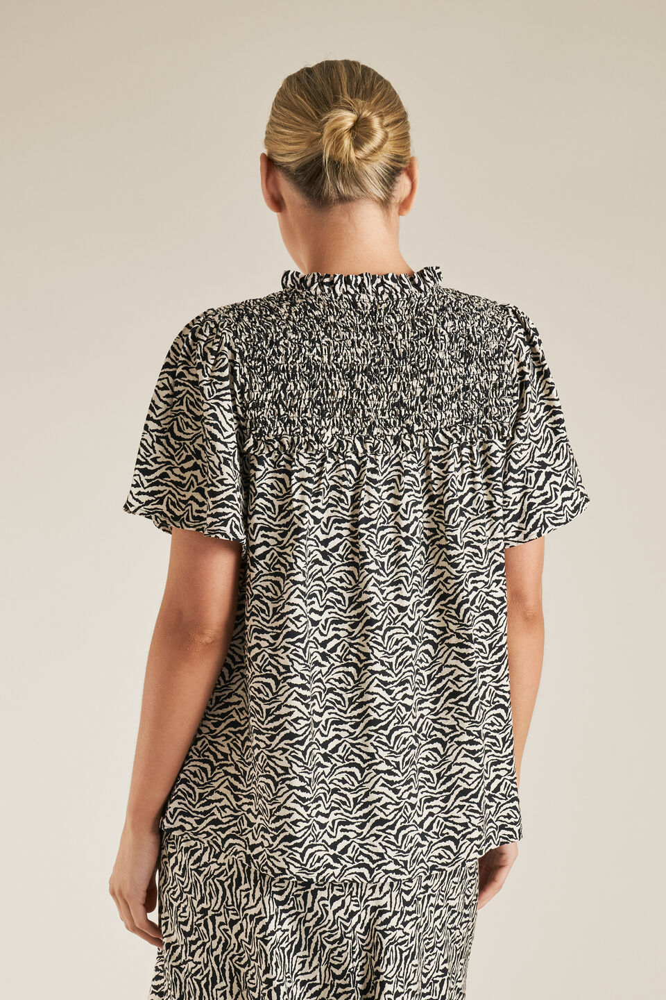 Zebra Shirred Blouse  