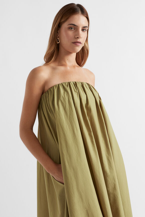 Voile Gathered Strapless Maxi Dress  Pistachio  hi-res