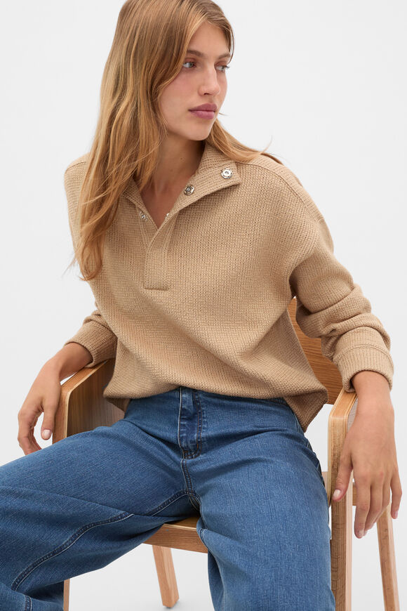 Textured Twist Funnel Neck Sweat  Sandstone Twist  hi-res