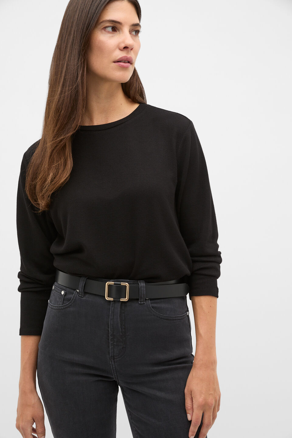Naomi Leather Hip Belt  Black