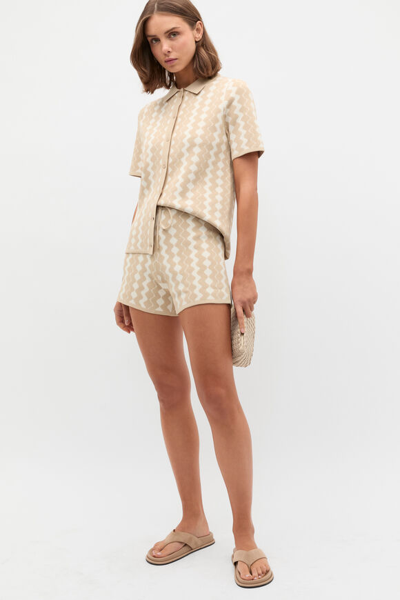 Jacquard Knit Short  Ecru  hi-res