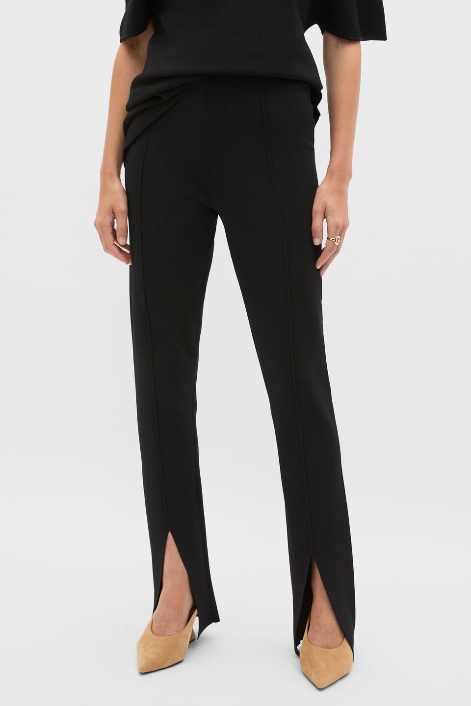 Crepe Knit Slim Pant  Black