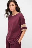MD Cotton Contrast Boyfriend Tee  Plum Red  hi-res