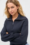 Double Knit Crop Zip Through  Twilight Blue  hi-res