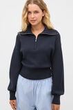 Double Knit Crop Zip Through  Twilight Blue  hi-res