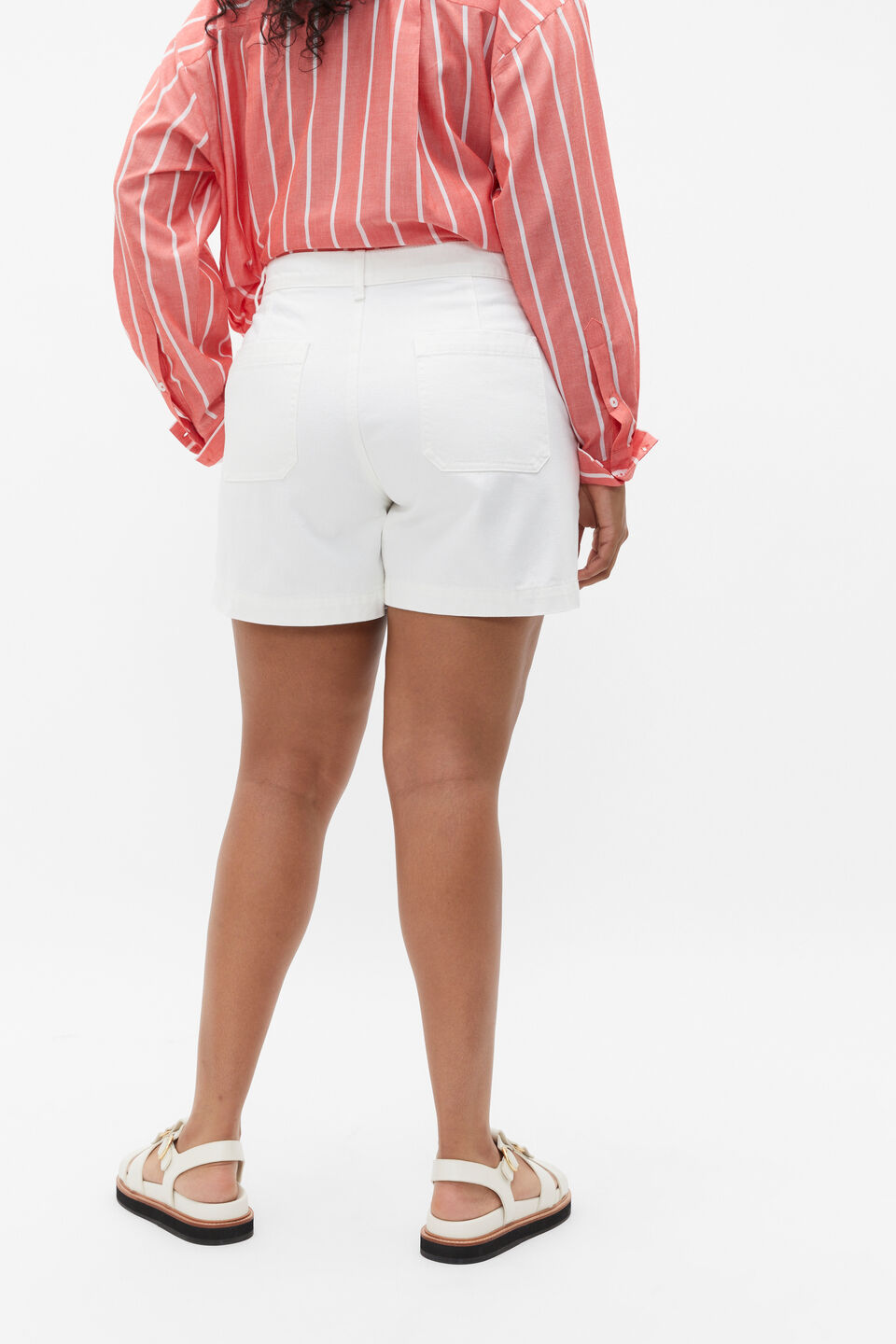 Denim Pintuck Short  Cloud Cream