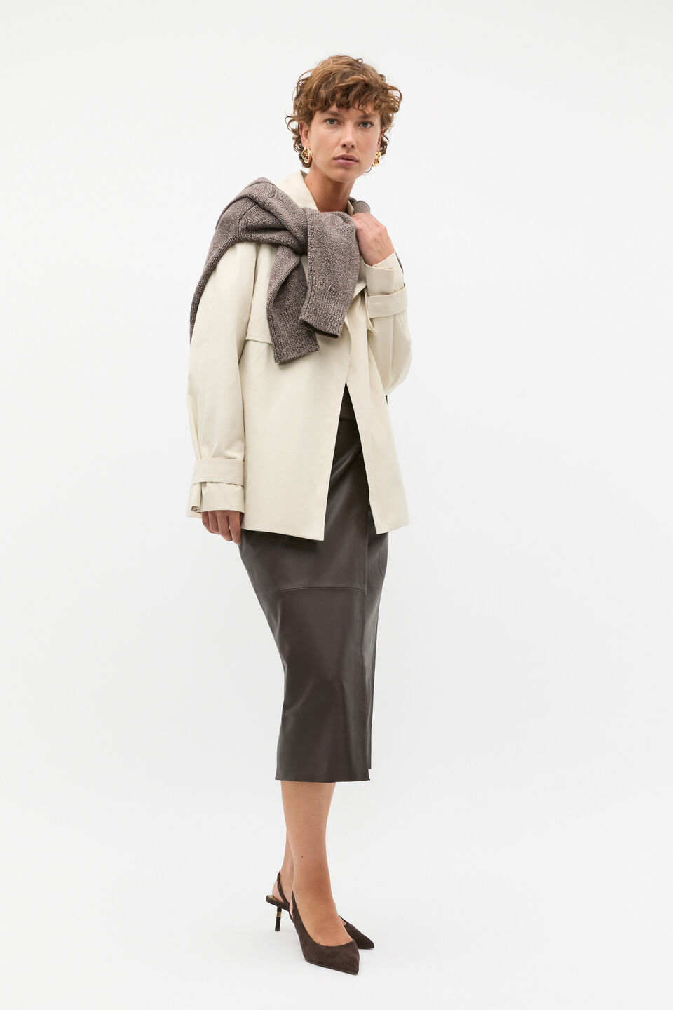 Cropped Trench Coat  Oat