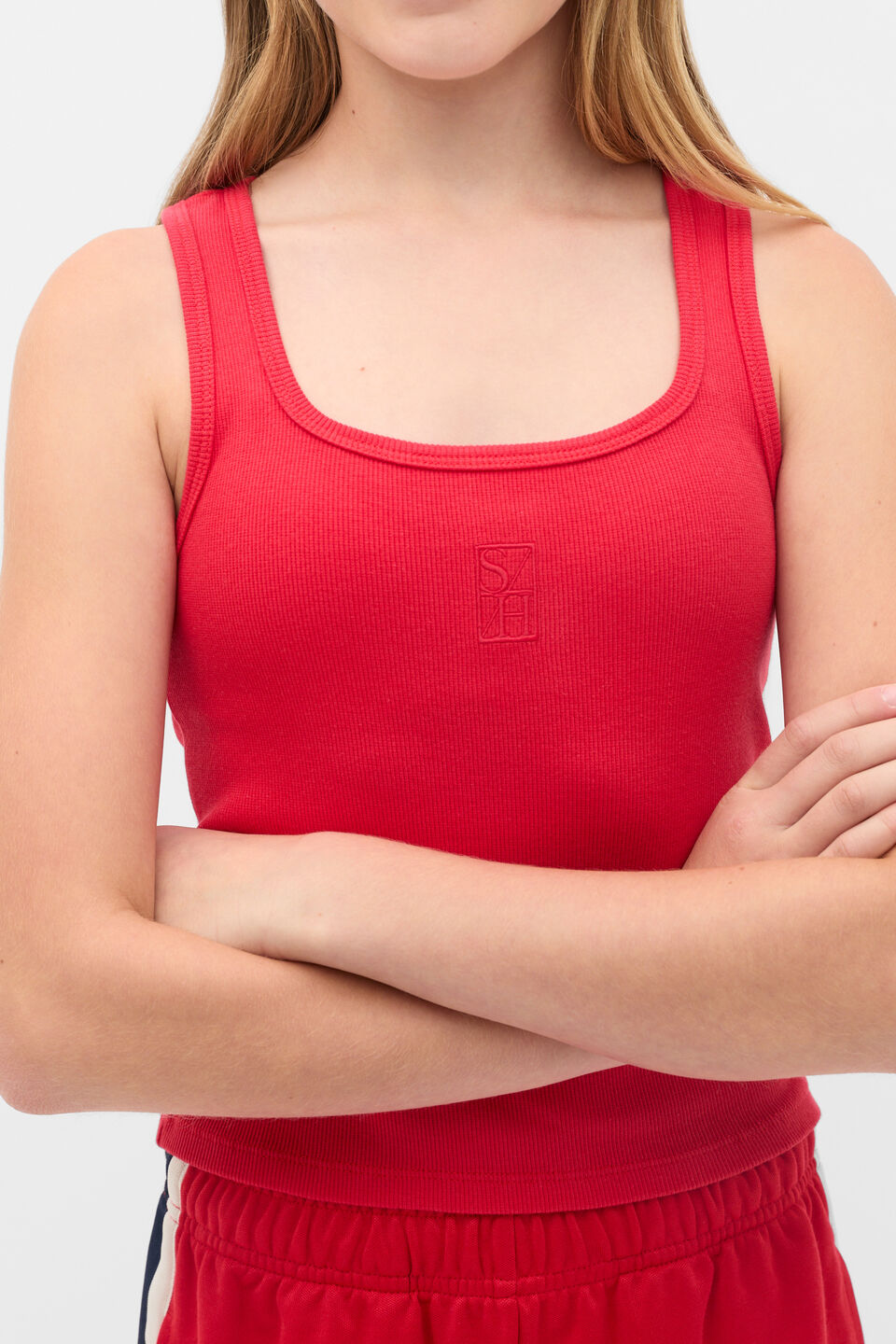 Square Neck Logo Tank  Chilli Red