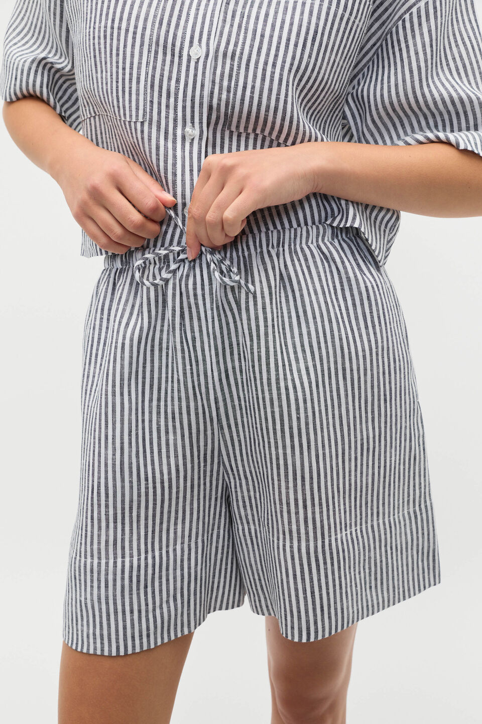 Linen Stripe Short  Twilight Blue Stripe