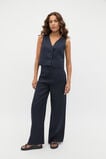 Linen V Neck Button Shell  Twilight Blue  hi-res