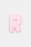 Pink Stripe Initial Cushion  R  hi-res