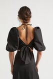Sateen Tie Neck Top  Black  hi-res