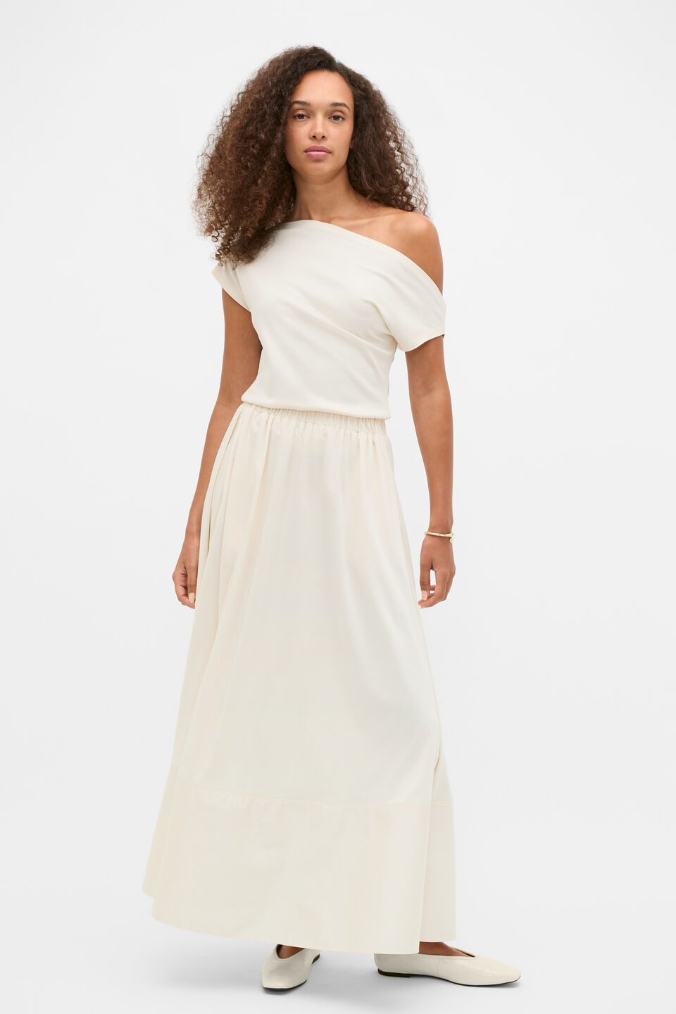 Jersey Drape Top  Coconut Cream