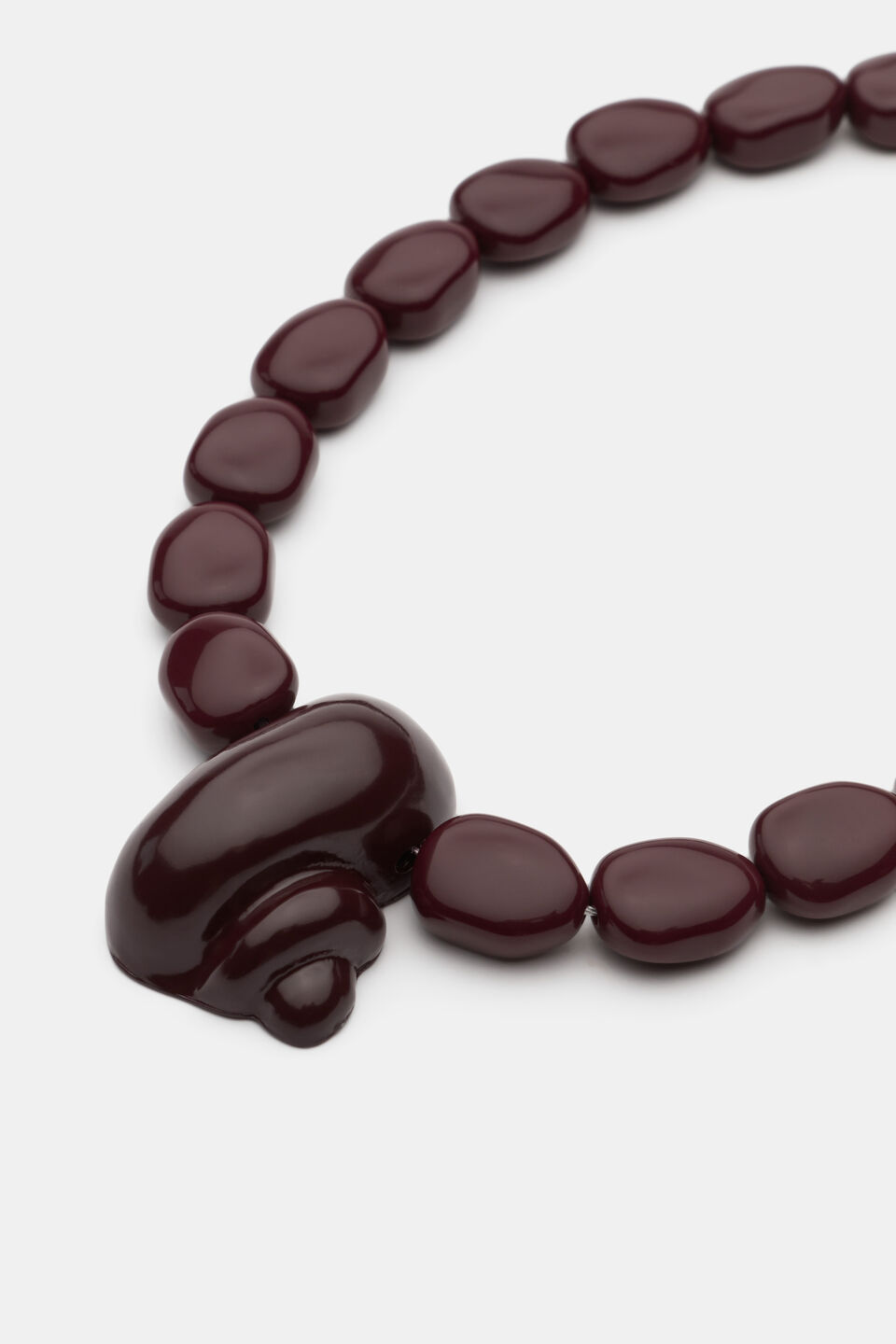 Beaded Shell Necklace  Plum Red