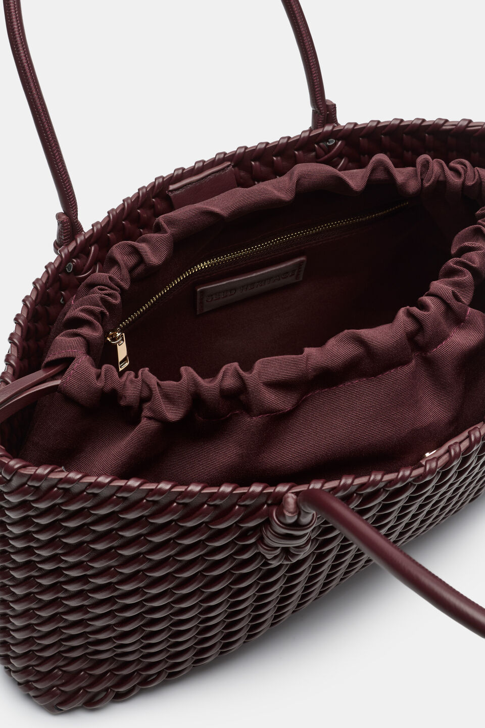 Woven East West Tote  Plum Red