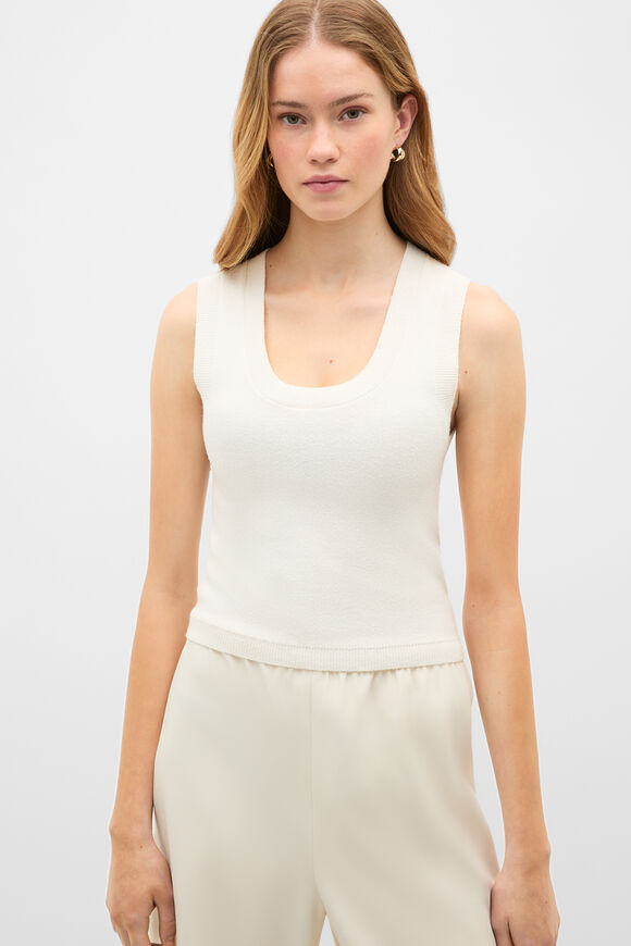 Boucle Knit Tank  Coconut Cream  hi-res