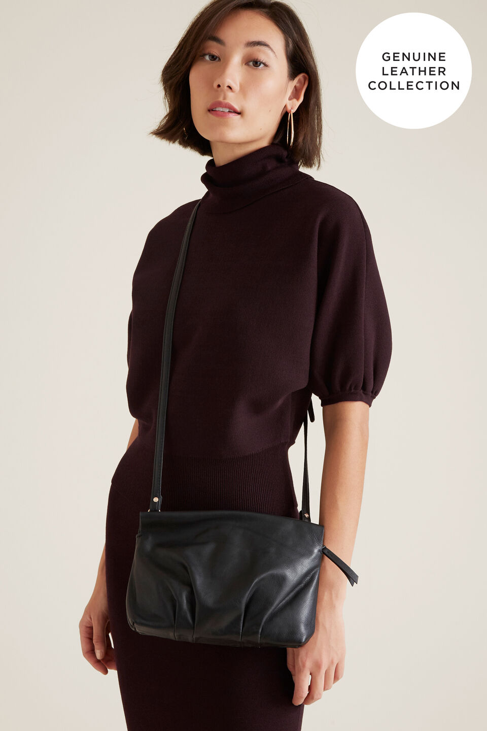 Leather Pleat Sling  