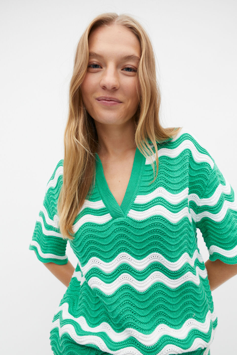 Crochet Boxy Polo  Deep Emerald