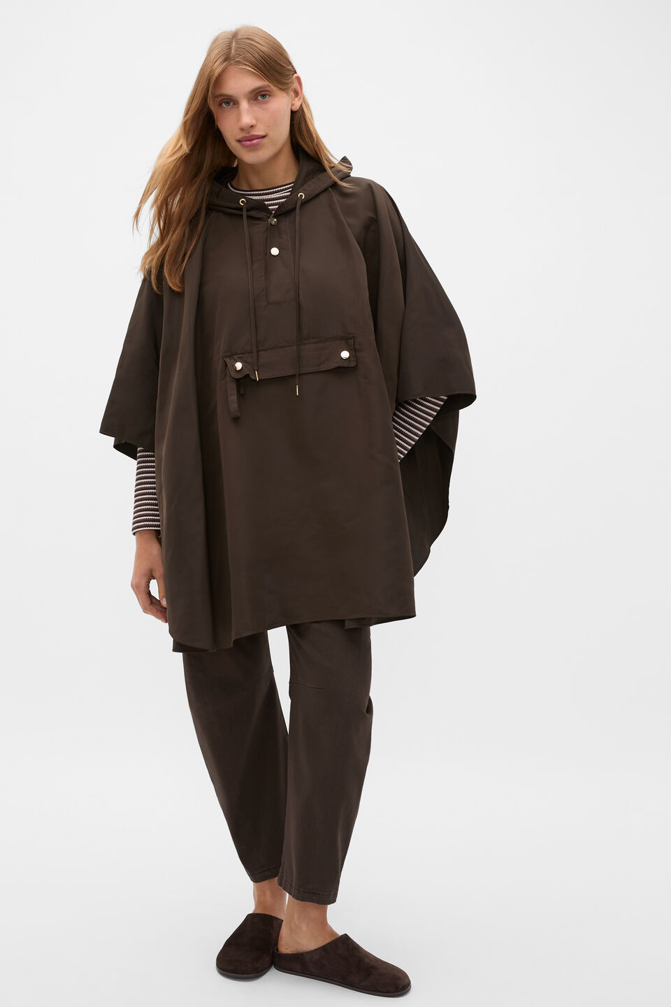 Packable Rain Poncho  Coffee Bean