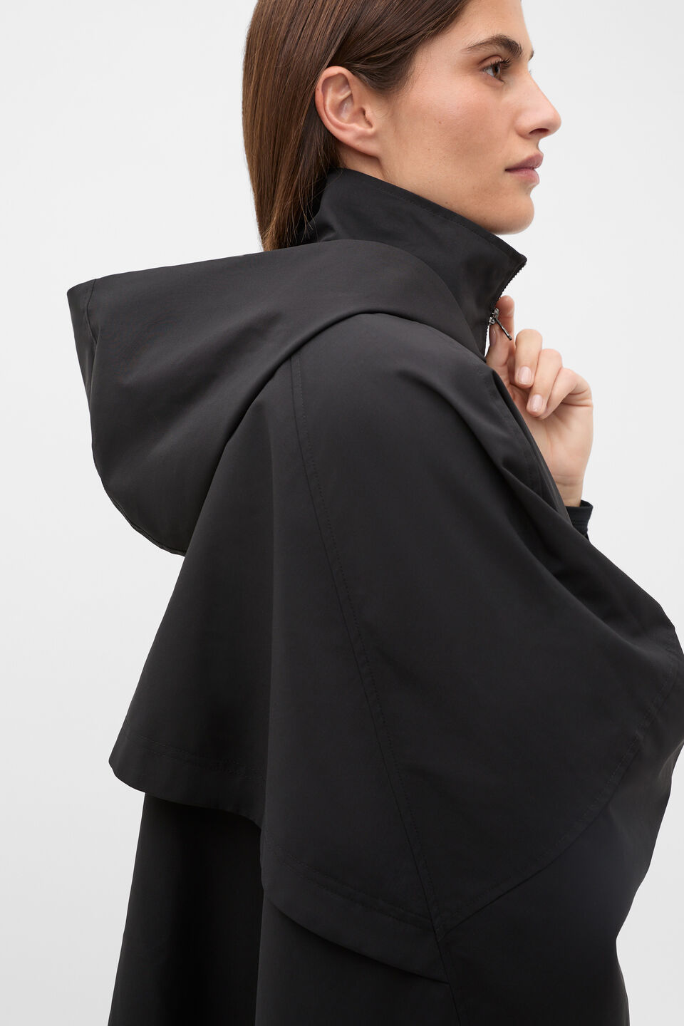 Hooded Rain Cape  Black